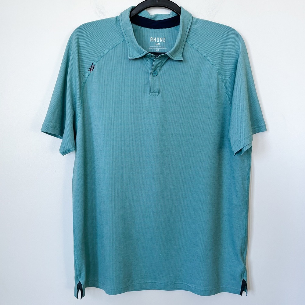 Rhone Delta Pique Polo Shirt Mens Large‎ Teal